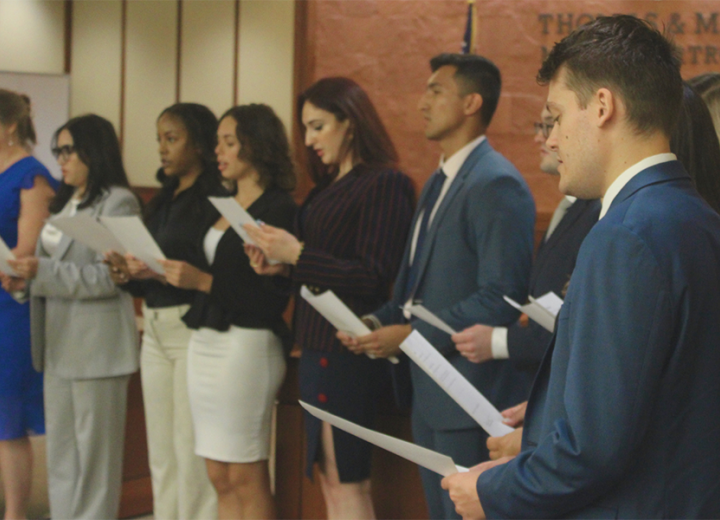 Photo of Thomas and Mack Legal Clinic students at Swearing In Ceremony